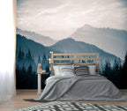 XMPMBM-Foggy Forest Fabric Woodland Wallpaper Pine Forest Living Room Bedroom by XMPMBM-Wallpaperthatwontpeeloff