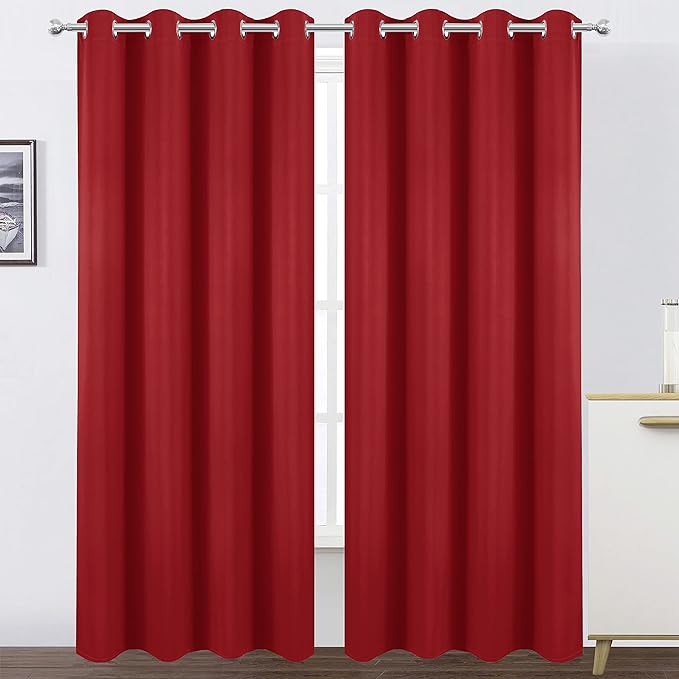 LEMOMO Blackout Curtains 66 x 84 inch/Bright Red Curtains Set of 2 by Lemomo