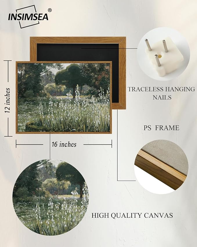 InSimSea Framed Canvas Wall Art Vintage Decor, Landscape Wall Art, Summer - Image 5