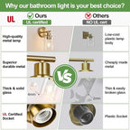 Zarbitta Set of 2 Wall Sconces for Bathroom, Brushed Gold Modern Vanity Lights - Image 2