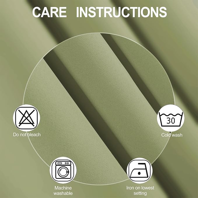LEMOMO Sage Green Thermal Blackout Curtains/52 x 72 Inch/Set of 2 Panels Room - Image 4