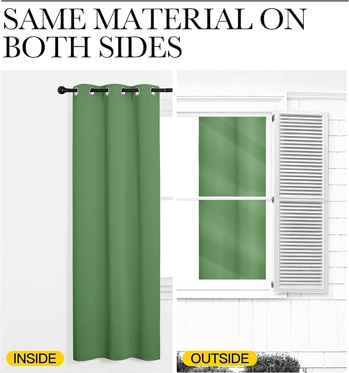 NICETOWN Froest Green Blackout Curtains 72 inches Length - Image 5