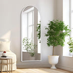 White 48"x16" Arched Full Length Mirror, Large Bathroom Wall Mirror Metal - Image 5