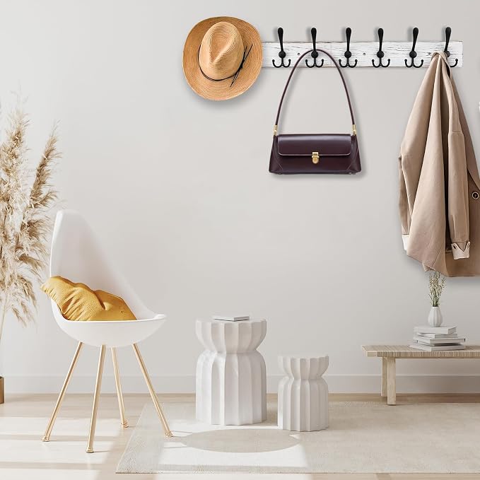 Kuhome 32.2'' Large Coat Rack Wall Mount Coat Hooks - Image 4