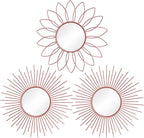 3 Pack Metal Mirrors for Wall Sunburst Wall Mirrors Home Décor Decorative by Uaussi