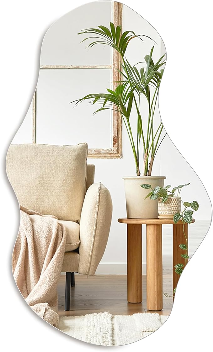 PERFNIQUE Irregular Wall Mirror Asymmetrical Mirror, Cloud Frameless, Wall - Image 2