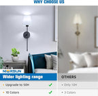 NIORSUN 19.9 inch Battery Operated Wall Sconce Set of 2, 10 Colors Wireless - Image 8
