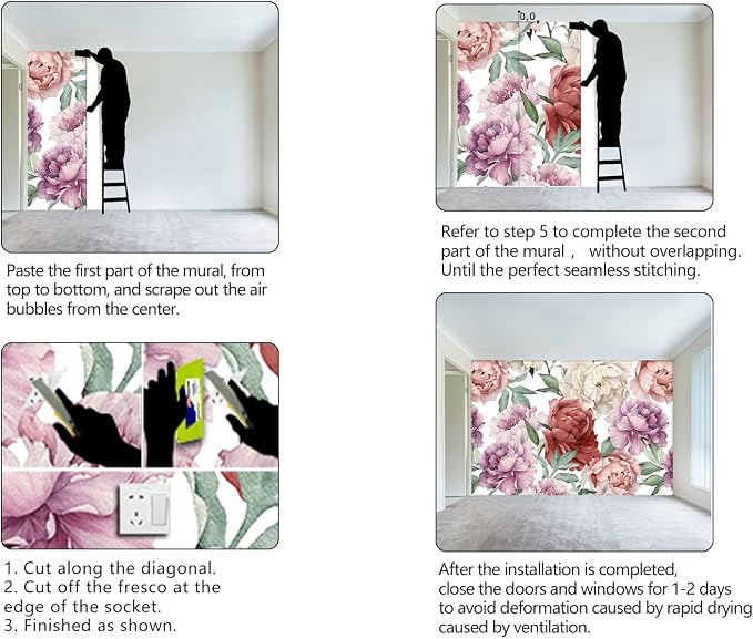 Pink Peony Flowers Mural Bedroom Peony Floral Wallpaper Room Decor Living Room - Image 6