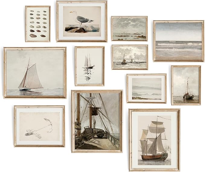 Vodefoad Vintage Seascape Gallery Wall Print Set of 12, Vintage Nautical by VodefoadVintageWallArt