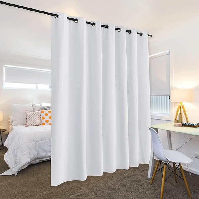 RYB HOME White Curtains Room Seperating Divider Privacy Noice Dampening - Image 3