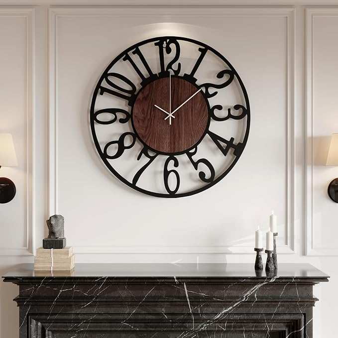 Cuspin 30 Inch Large Wall Clock, Silent Non Ticking Battery Operated Arabic - Image 2