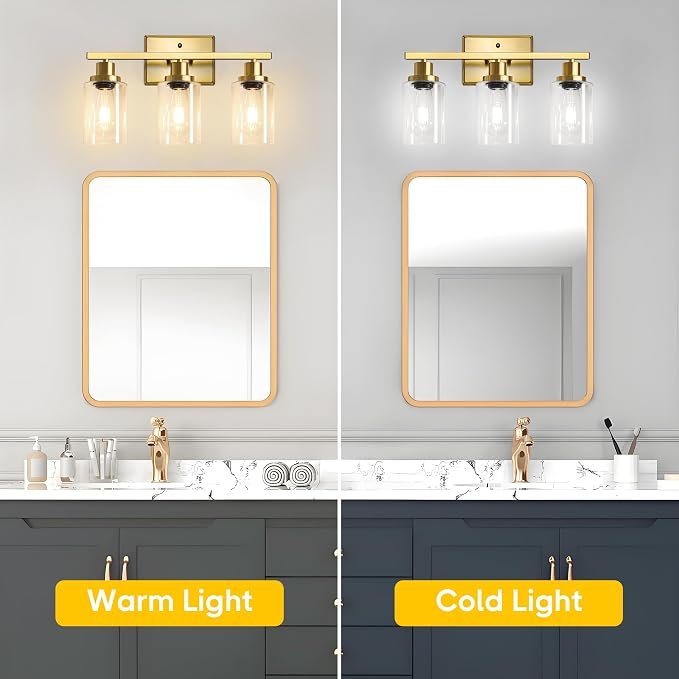 Ascher Bathroom Vanity Light Fixtures, 3 Light Wall Sconces Lighting - Image 3