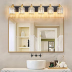 Modern Bathroom Vanity Light 6-Lights Black Gold Crystal Wall Light Fixture - Image 7