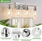 Indoi 4-Light Bathroom Light Fixtures, Brushed Nickel Vanity Lights - Image 4