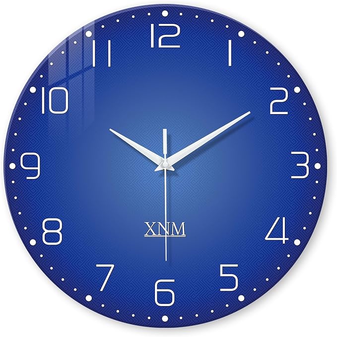 XNM Big Minimalist Glass Wall Clocks Battery Operated 16 Inch Blue Modren Wall by XNMwallclock