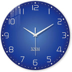 XNM Big Minimalist Glass Wall Clocks Battery Operated 16 Inch Blue Modren Wall by XNMwallclock