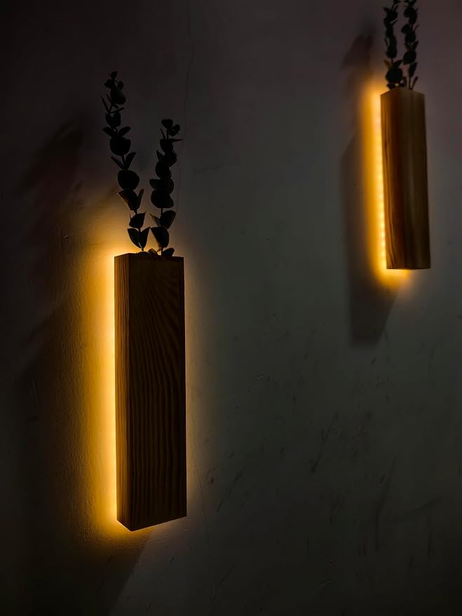 Artificial Eucalyptus with LED Lights Wall Planters Rustic Wall Decor with - Image 5