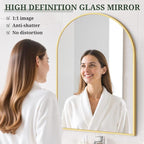 Arched Wall Mirror 38x26 Inch Gold Bathroom Vanity Mirror - Image 4