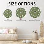 HZDHCLH Wall Clock 10 Inch Silent Non Ticking Wood Battery Operated Green - Image 5