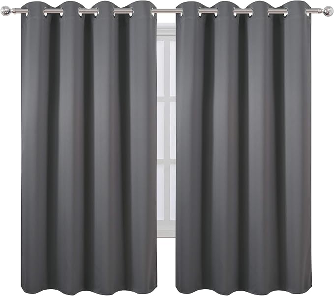LEMOMO Frost Grey Blackout Curtains 66 x 63 Inch Length/Set of 2 Curtain - Image 2