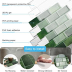 Art3d Peel and Stick Green Wall Tiles – 12"x12" Thicker Design Backsplash - Image 6