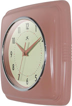 Infinity Instruments Square Retro Wall Clock, Terracotta - Image 3