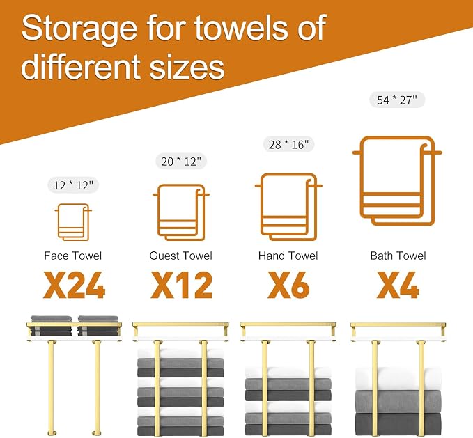 Towel Racks for Bathroom Wall Mounted, Metal Towel Holder - Image 6