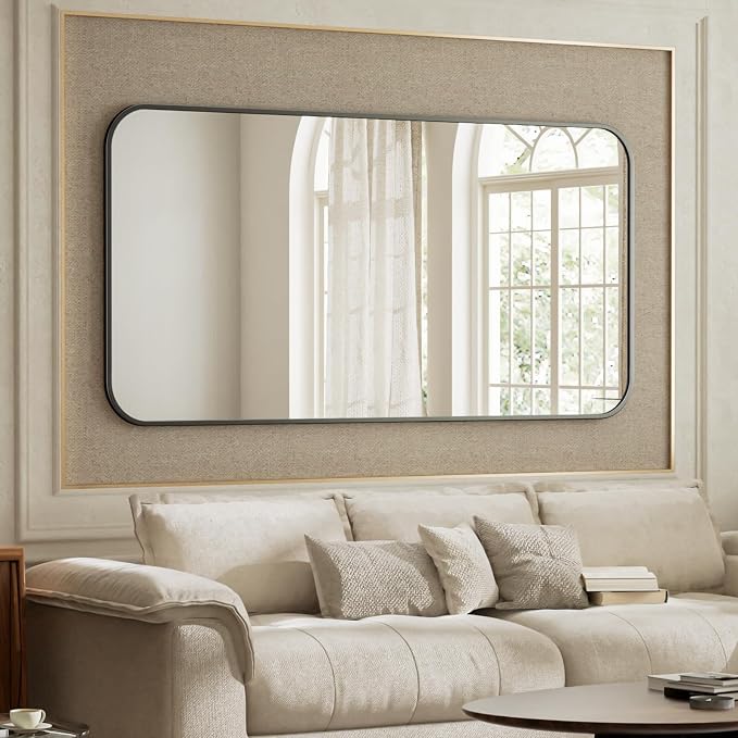 BEAUTYPEAK 30" x 48" Black Metal Frame Rectangle Vanity Mirror - Image 5