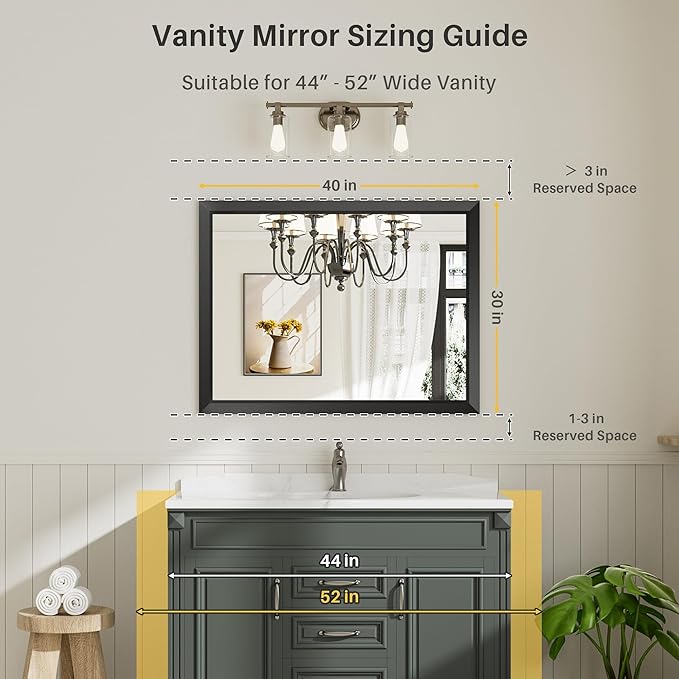 Briivue 40x30 Inch Black Bathroom Mirror - Image 2