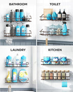 Nieifi Shower Caddy Shelf with Hooks Storage Rack Organizer Adhesive Stainless - Image 8