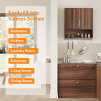 VINGLI Bathroom Wall Cabinet, Walnut Fluted Medicine Cabinet - Image 7