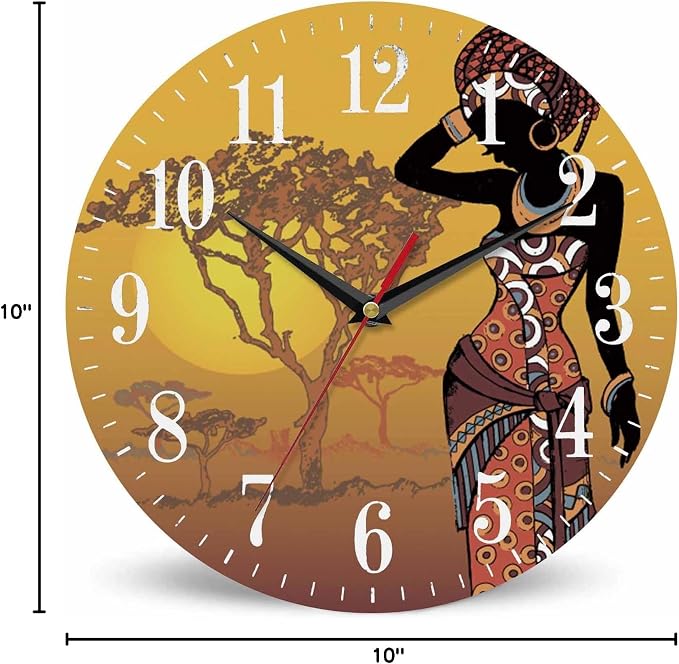 Mxocom African Woman Wall Clock Beautiful Black Woman - Image 8