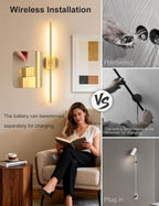 Battery Operated Wall Sconces Set of 2: 10000mAh Rechargeable Wall Lights - Image 3