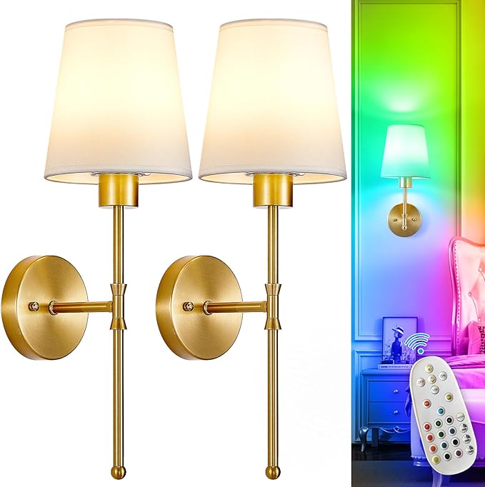 Depuley Battery Operated Wall Sconce: Set of 2 19.99" Wireless Wall Lights by Depuley