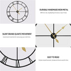 LEIKE 40 Inch Extra Large Modern Wall Clock, Oversize Rustic Round Nearly - Image 3