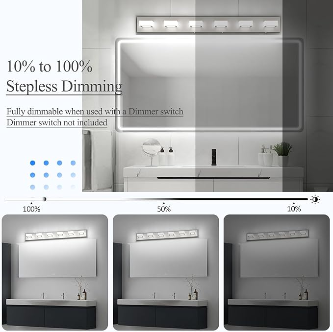 Ralbay Brushed Nickel Bathroom Lights Fixtures Dimmable 5 Color Temperature - Image 3