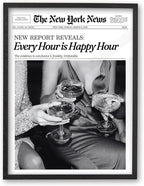 iHery Premium 16x20in Natural Black OAK Wood Trendy Every Hour is Happy Hour by iHery