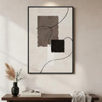 Framed Black and White Neutral Abstract Wall Art, Modern Canvas Prints by Cuspin