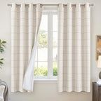 Lajode Grey Plaid Linen Blackout Curtains by Lajode
