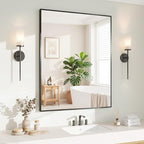 Koonmi Black Mirrors for Wall, 30x36 Inch Bathroom Mirror, Rectangular Wall by KOONMI