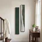 Long Narrow Framed Green Vertical Abstract Wall Art Set, 2 Piece Modern Canvas - Image 2