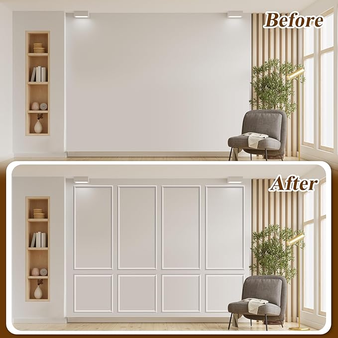 Pangda Peel and Stick Wall Molding Kit, 3D Premade Accent Molding Wainscoting - Image 4