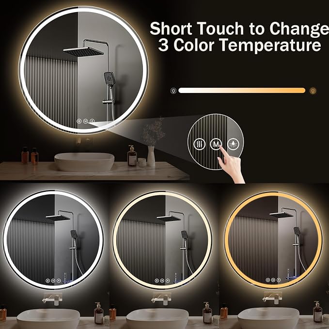 LED Bathroom Mirror 36 Inch Round Bathroom Mirror - Image 3