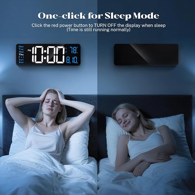 Digital Wall Clocks for Classroom, Temperature, Night Light for Living Room - Image 7