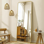 XRAMFY 56"x21" Floor Full Length Mirror Standing Full Body Rounded Corner by XRAMFY