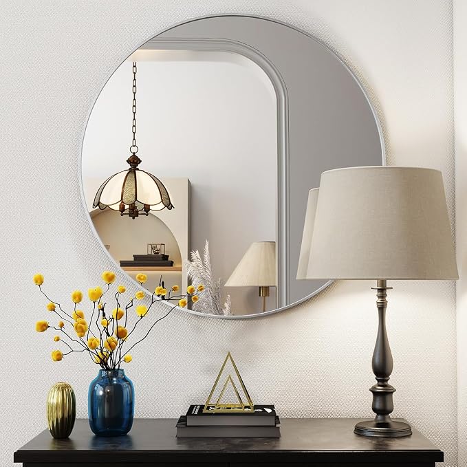 BEAUTYPEAK 20 Inch Round Mirror, Metal Frame Circle Mirror, Wall Mounted - Image 2