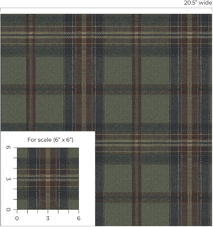 NextWall Harry & Grace Herringbone Plaid Premium Matte Non-Woven Peel and Stick - Image 8