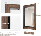 YOSHOOT Rustic Wooden Framed Wall Mirror, Natural Wood and Iron Bathroom Vanity - Image 3
