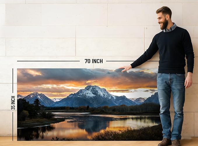 Extra Large Mountain Wall Art for Living Room Sunset Nature Grand Teton Wall - Image 4