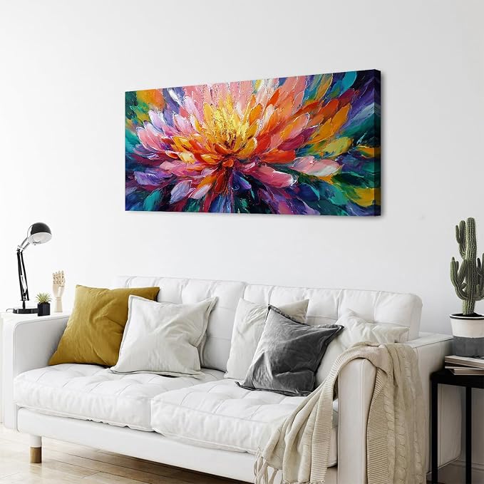 Abstract Lotus Wall Art Zen Wall Decor Large Colorful Lotus Flower Pictures - Image 6